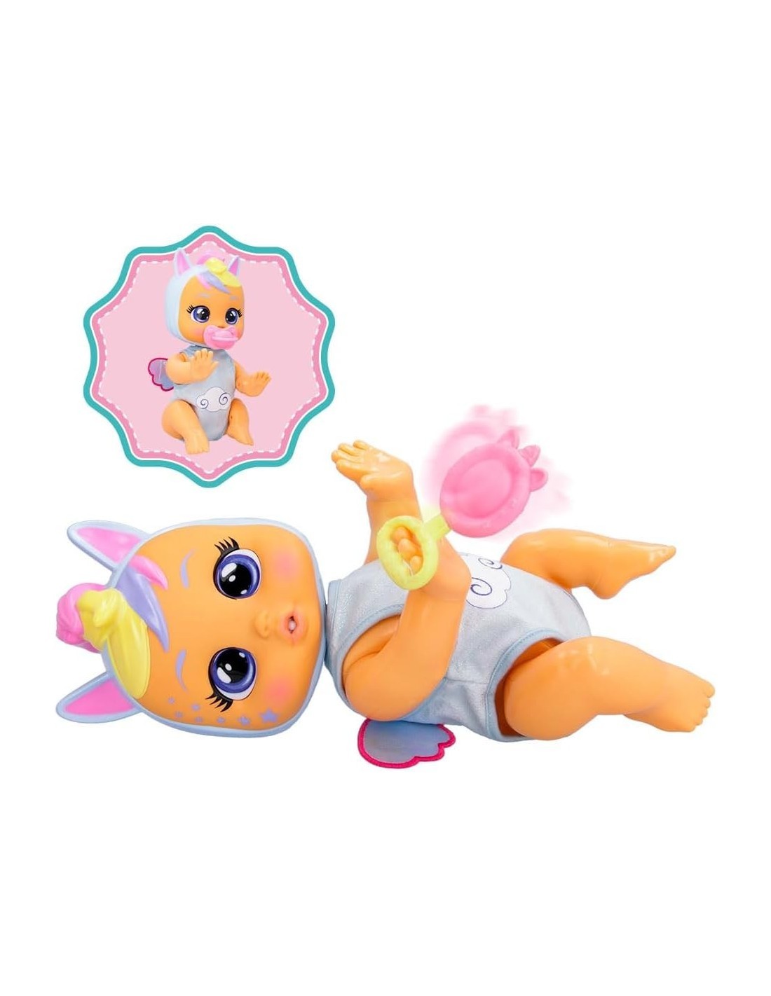 Cry Babies Crawling Jenna, Bambola Interattiva Gattona Davvero, Piange Lacrime Vere, Giocattolo per Bambini +18 Mesi