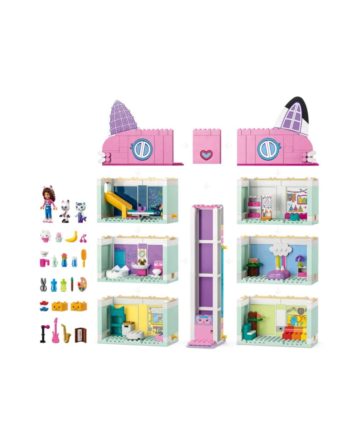 LEGO La Casa delle Bambole di Gabby, Casa Giocattolo a 4 Piani e 8 Stanze, Con Personaggi di Gabby, Pandy Panda, Idea Regalo