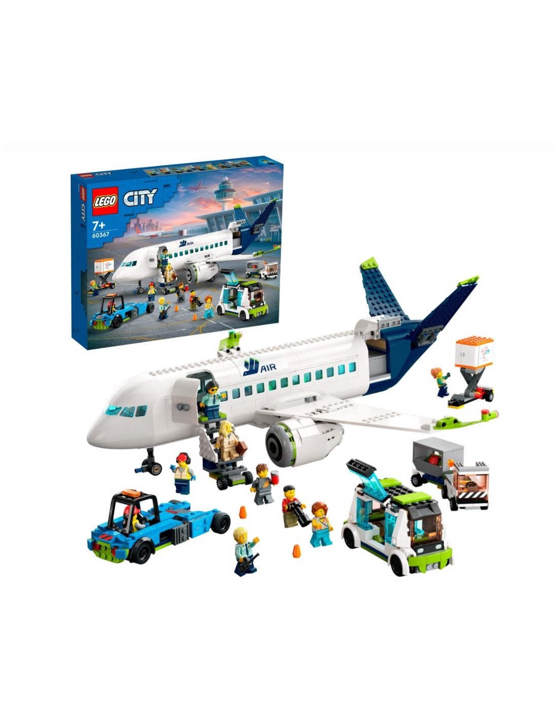 LEGO City Aereo Passeggeri, Aeroplano Giocattolo, Veicoli dell'Aeroporto, 9 Minifigure, Idee Regalo Bambini, Costruzioni 60367