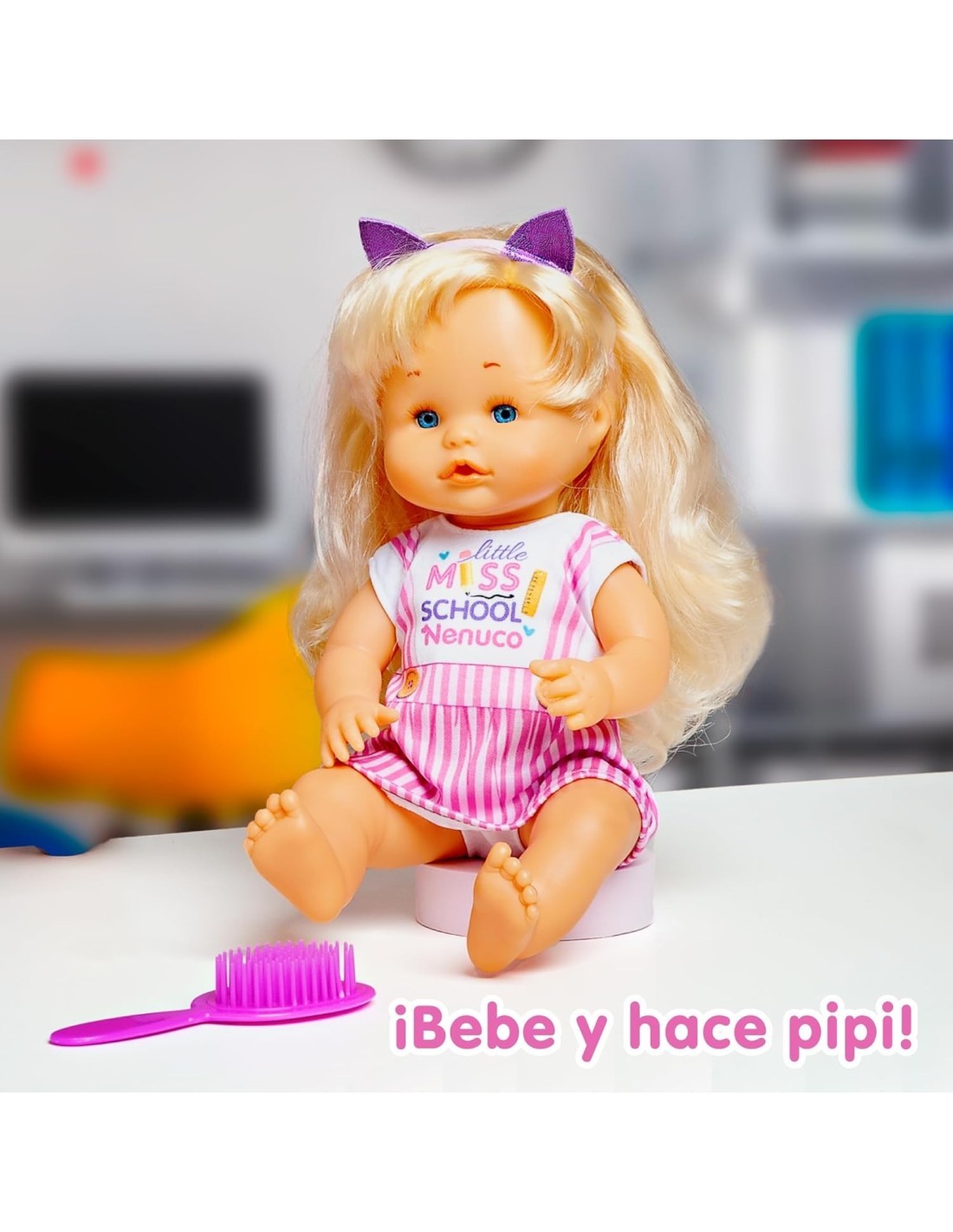 Nenuco School Hairstyle, Bambola 35 cm, Capelli Biondi, Accessori Acconciature, Giocattolo per Bambini 3 Anni+, Famosa