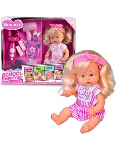 Nenuco School Hairstyle, Bambola 35 cm, Capelli Biondi, Accessori Acconciature, Giocattolo per Bambini 3 Anni+, Famosa