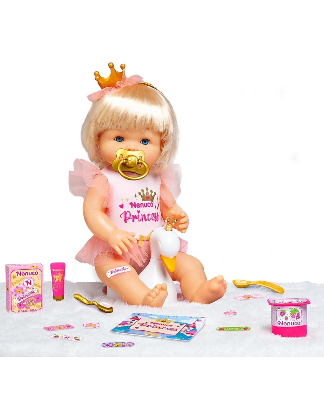 Nenuco Princess, Bambola 42 cm, Capelli Biondi, Corona da Principessa, 11 Funzioni, 10 Accessori, Bambini 3 Anni+, Famosa