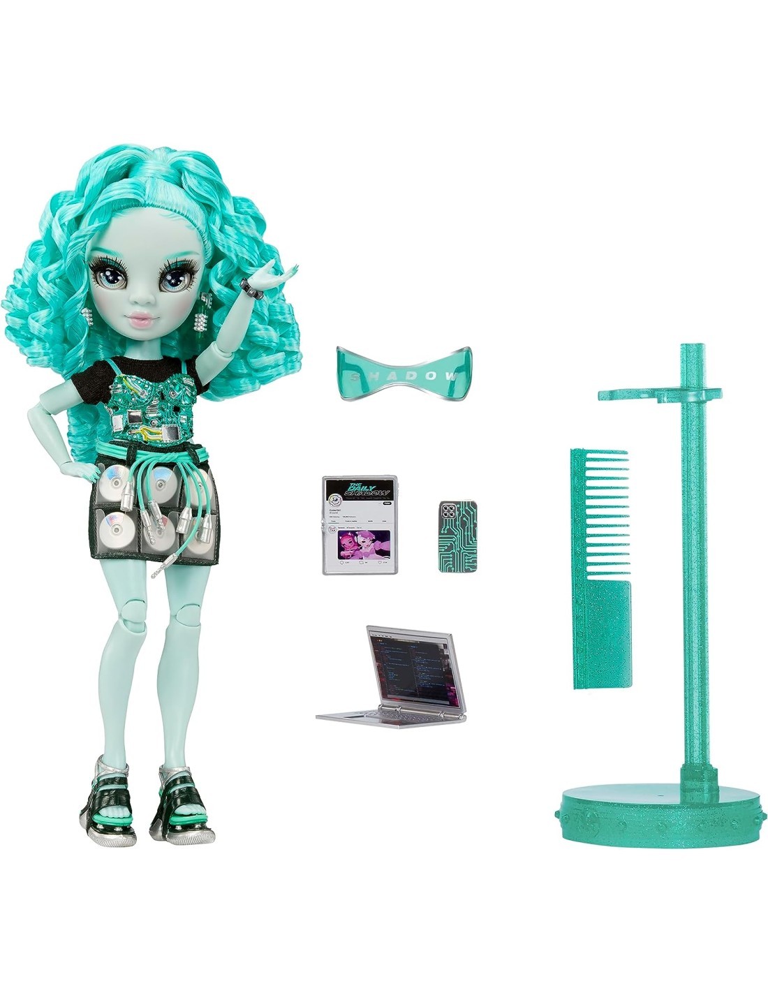 Rainbow High Shadow High Serie 3 - Berrie Skies, Bambola Fashion Verde con Vestito alla Moda e Oltre 10 Accessori, Articolata