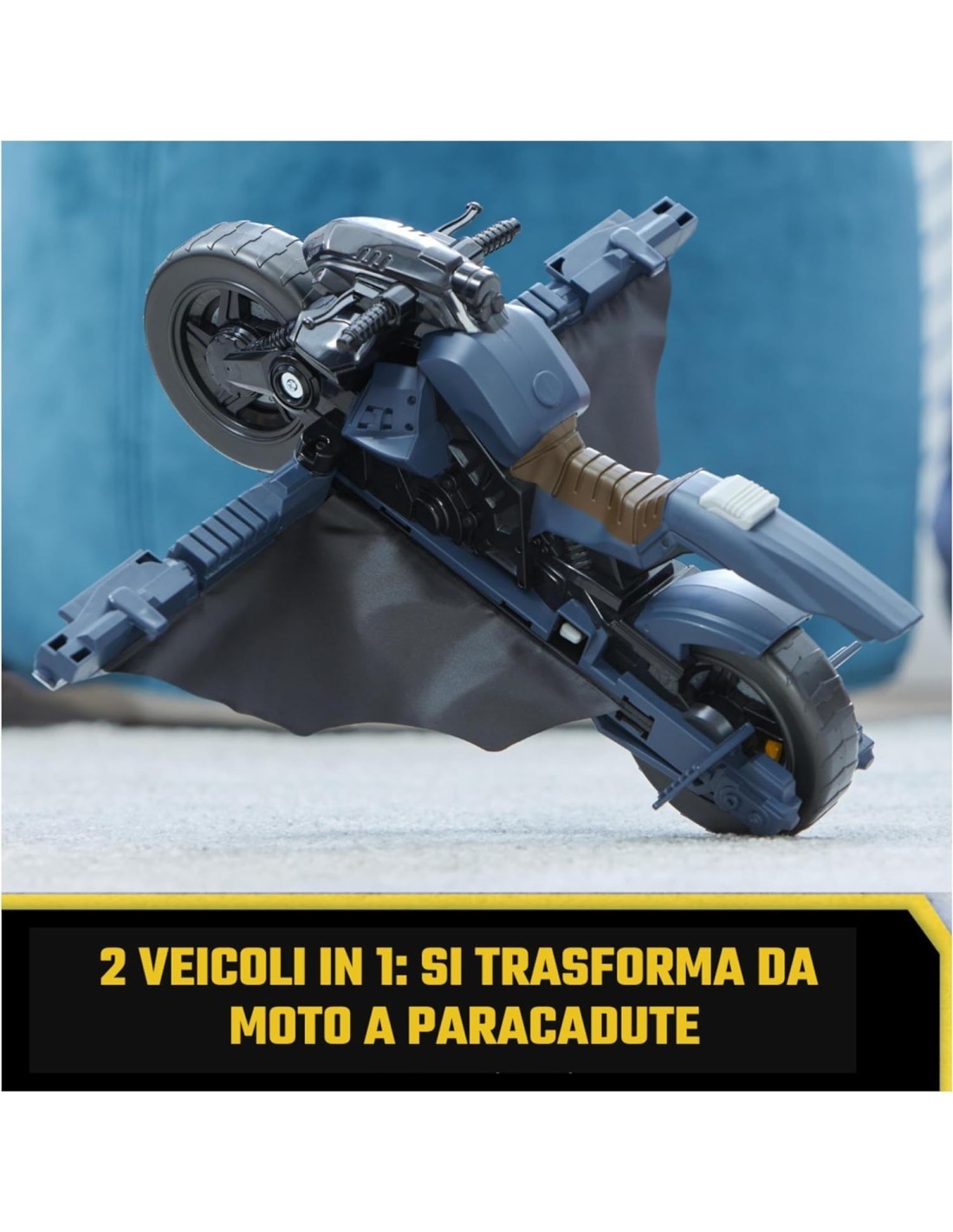 Batcycle 2 in 1 Batman Adventures - Veicolo Trasformabile per Action Figure DC Comics da 30 cm, SPIN MASTER