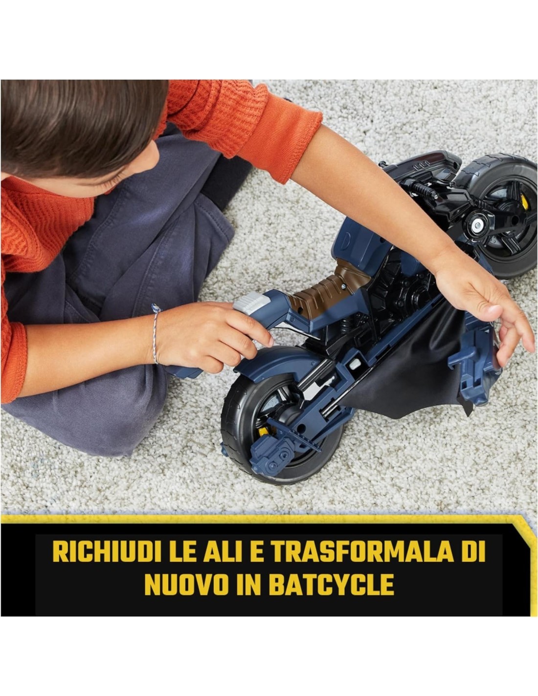 Batcycle 2 in 1 Batman Adventures - Veicolo Trasformabile per Action Figure DC Comics da 30 cm, SPIN MASTER