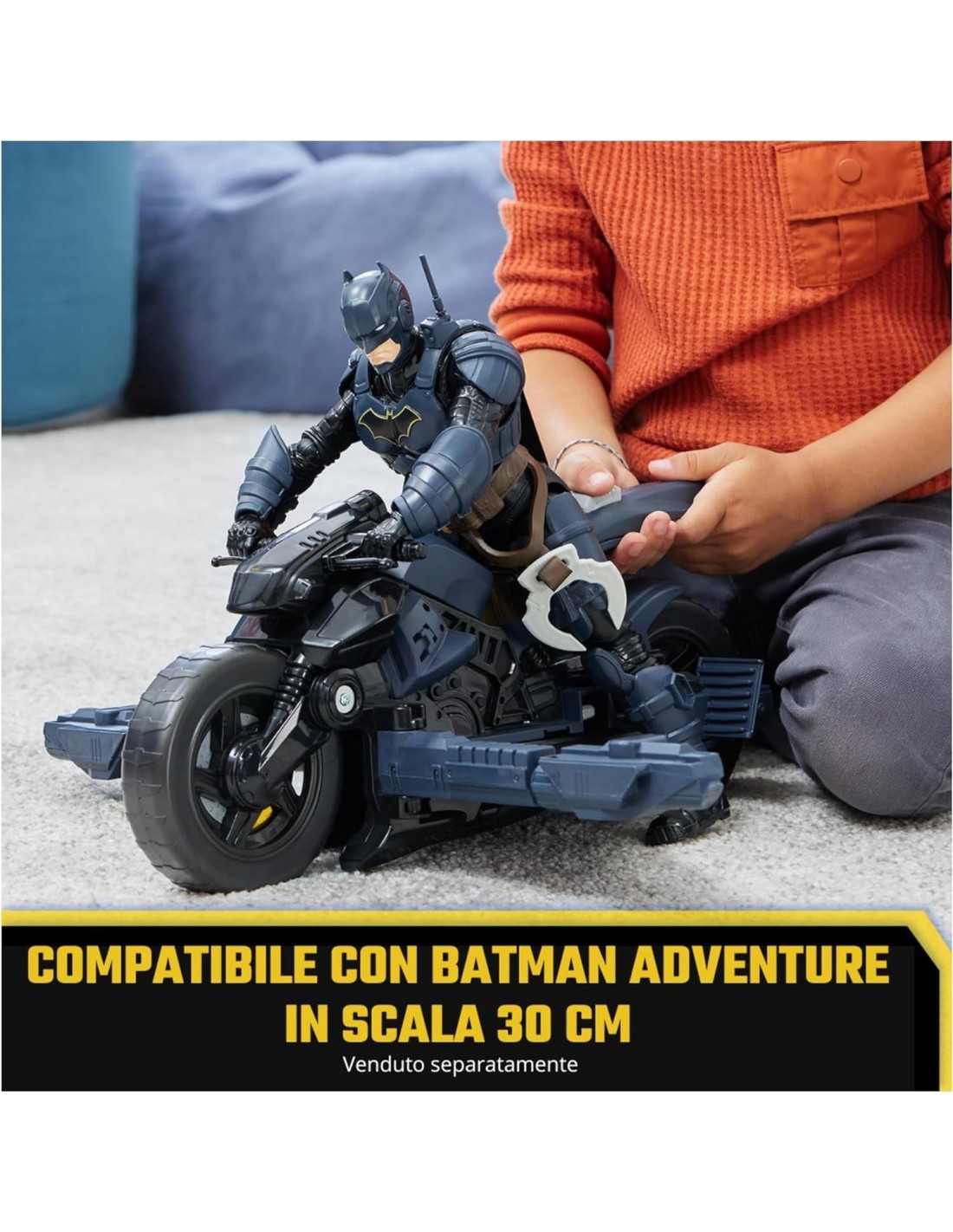 Batcycle 2 in 1 Batman Adventures - Veicolo Trasformabile per Action Figure DC Comics da 30 cm, SPIN MASTER