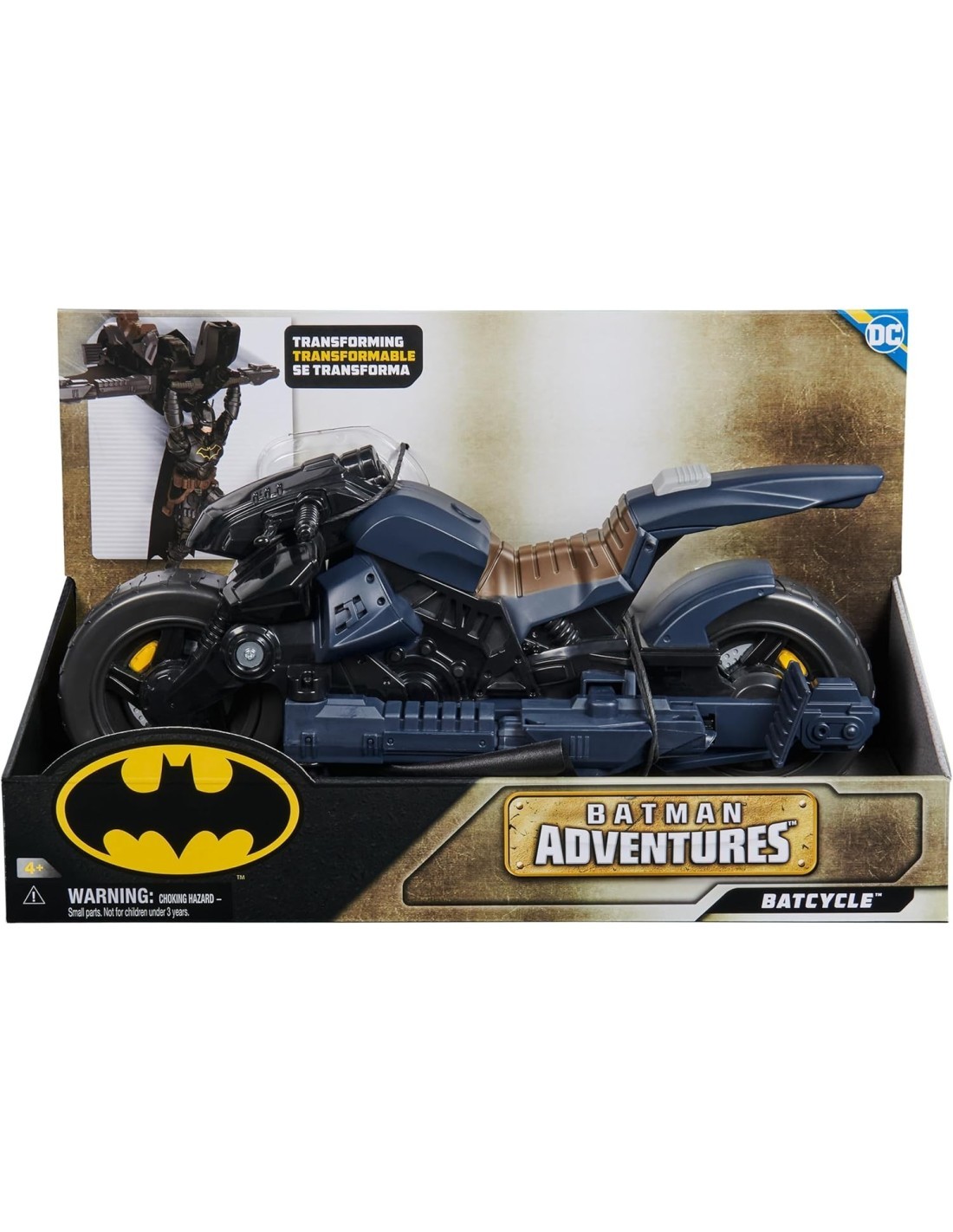 Batcycle 2 in 1 Batman Adventures - Veicolo Trasformabile per Action Figure DC Comics da 30 cm, SPIN MASTER