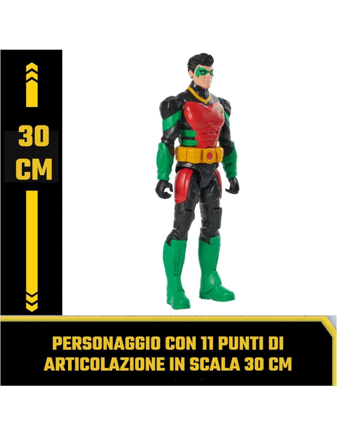 Action Figure Robin, DC Comics, alta 30 cm, con 11 punti di articolazione, giocattolo per bambini, 3+ anni