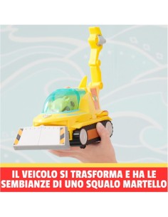 Paw Patrol, veicolo trasformabile Aqua Pups di Rubble, personaggio Rubble incluso, giochi per bambini 3 anni, avventure marine