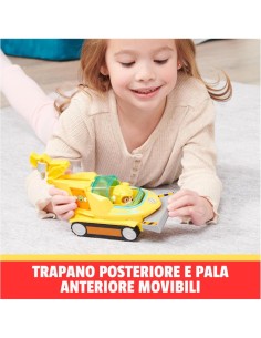 Paw Patrol, veicolo trasformabile Aqua Pups di Rubble, personaggio Rubble incluso, giochi per bambini 3 anni, avventure marine