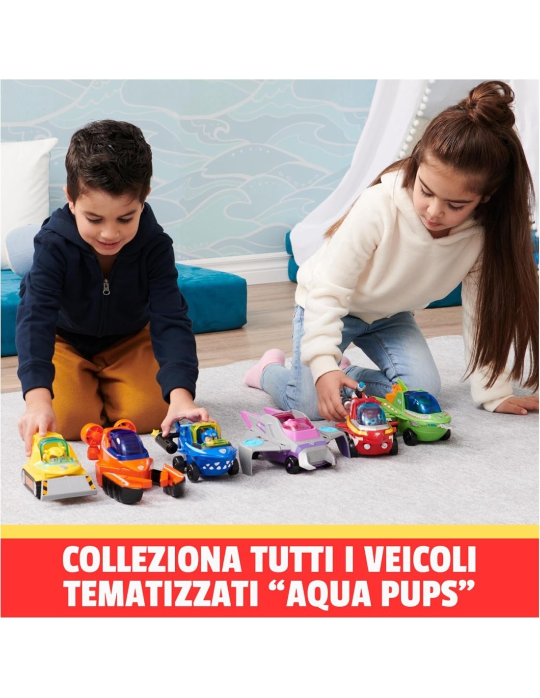 Paw Patrol, veicolo trasformabile Aqua Pups di Skye, personaggio Skye incluso, giochi per bambini 3 anni, avventure marine
