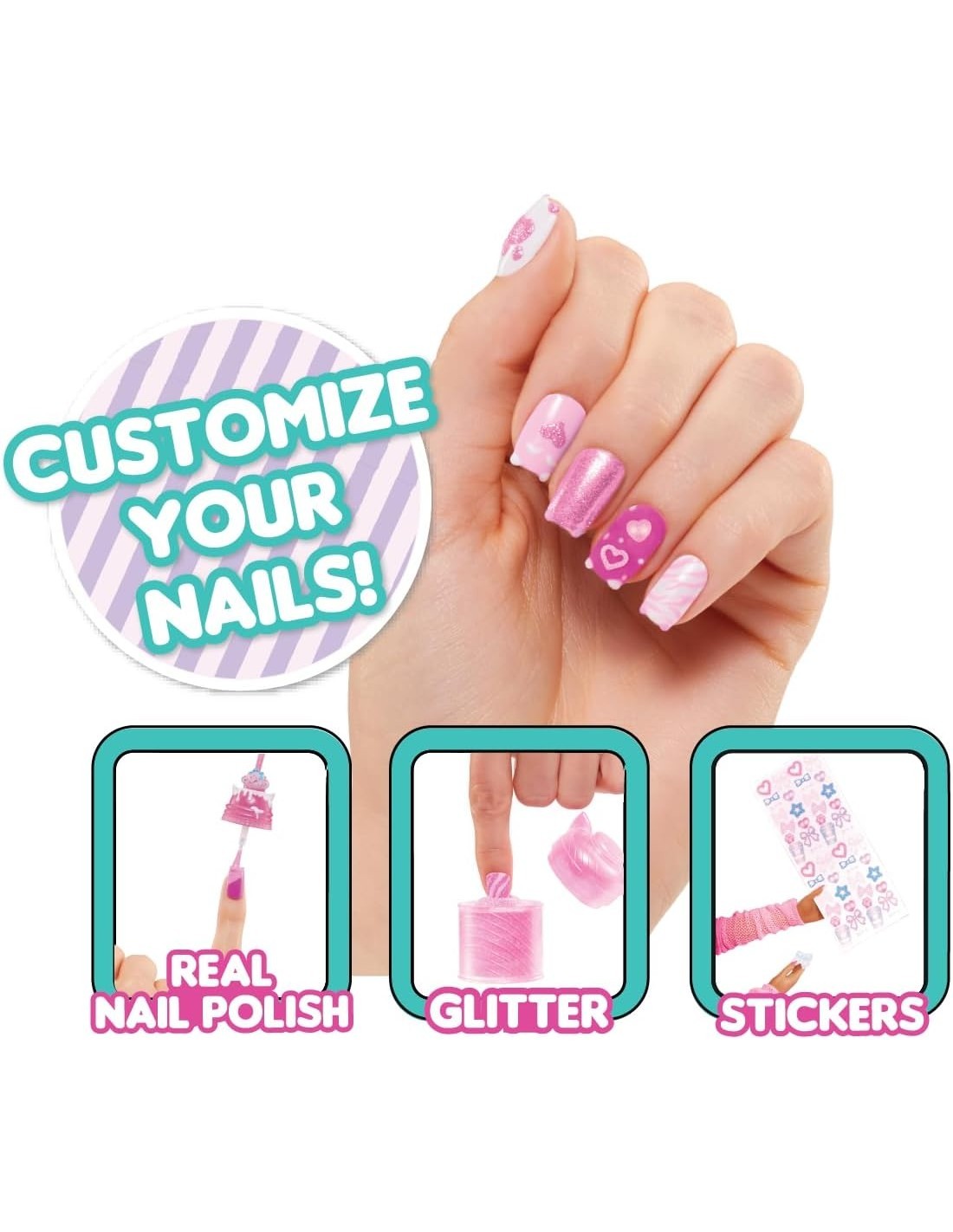 L.O.L. Surprise! OMG Sweet Nails: Kitty K Café, Unghie Finte, Smalti e 15 Sorprese per Bambine