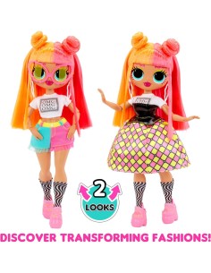 L.O.L. Surprise! Bambola OMG Fashion Neonlicious, con Abiti Trasformabili e Sorprese per Bambine