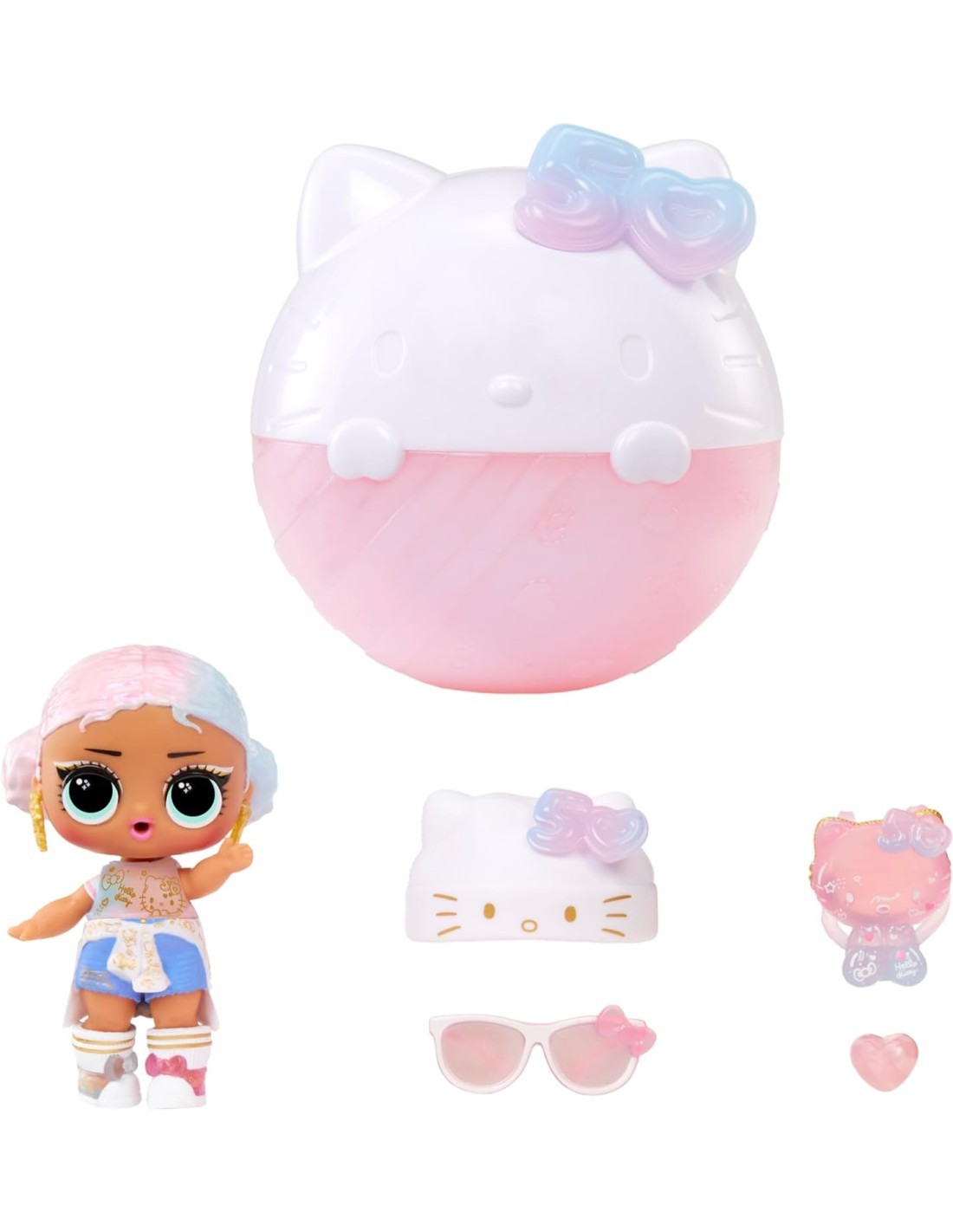 L.O.L. Surprise Loves Hello Kitty Tots, Edizione Limitata 50° Anniversario, Miss Pearly e Crystal Cutie, Accessori, Collezione