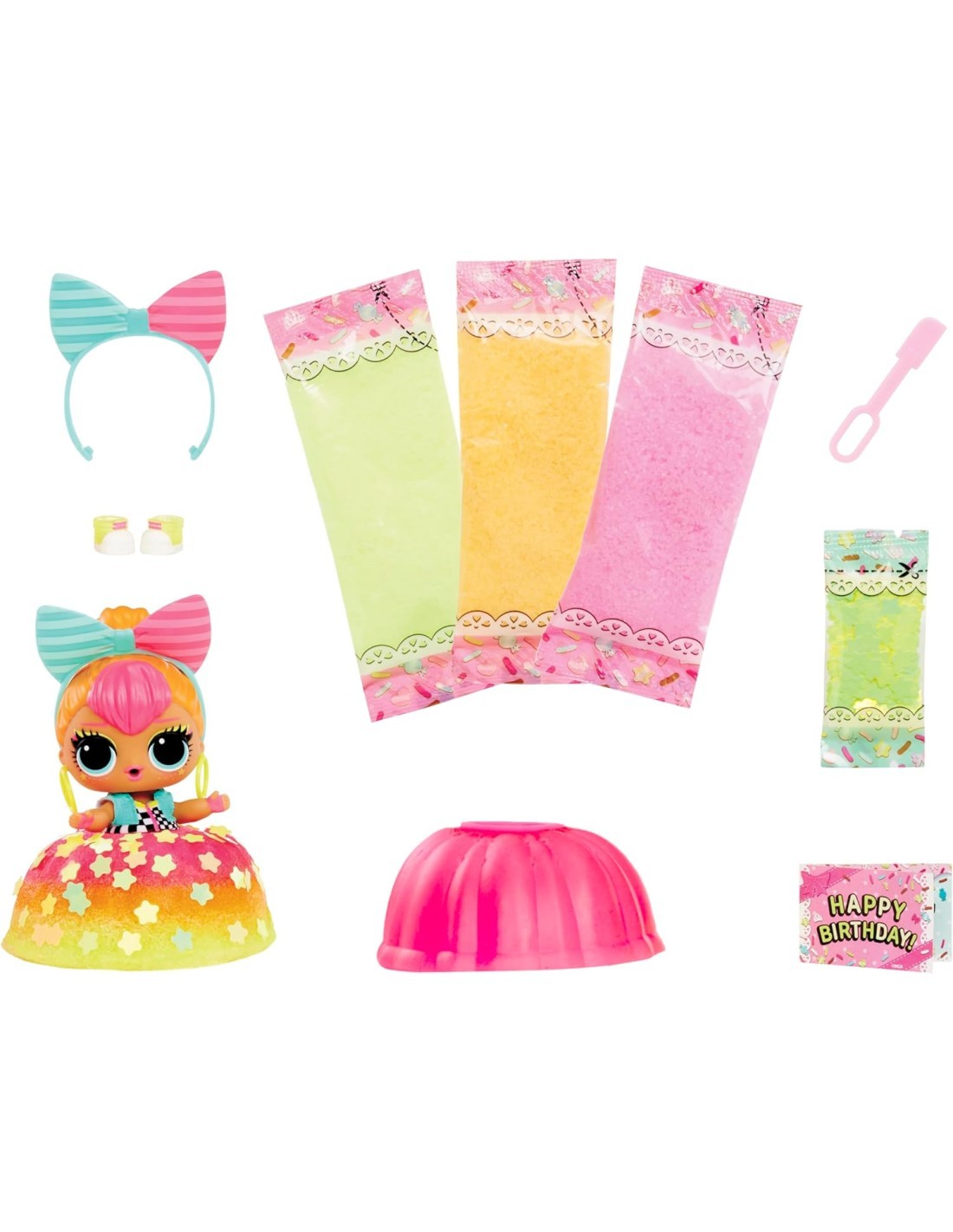 LOL Surprise Mix & Make Birthday Cake, Bambola da Collezione con Abito-Torta Fai-da-Te e Decorazioni