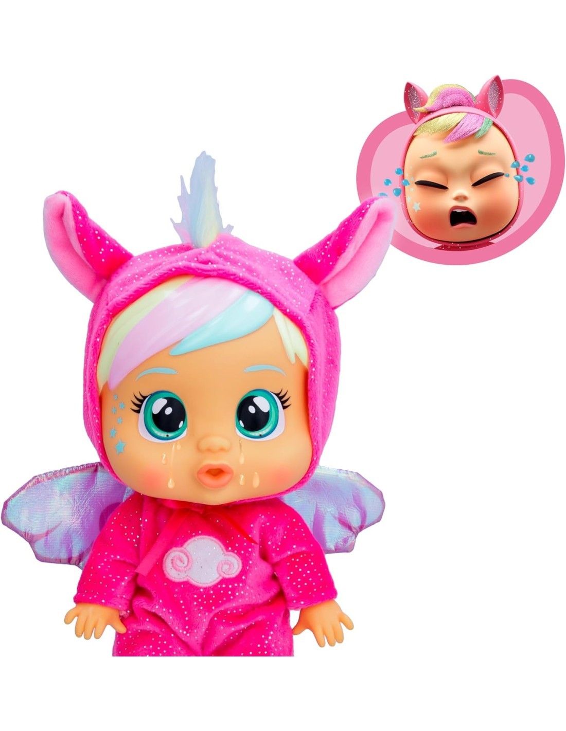 Cry Babies Loving Care Fantasy, Bambola Interattiva con Pigiama Intercambiabili, Giocattolo per Bambini dai 18 Mesi in Su