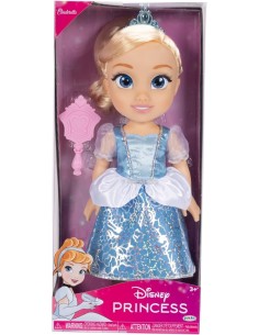 Bambola Disney Princess Cenerentola 38 cm, abiti iconici, dettagli glitterati, tiara scintillante, scarpette coordinate,