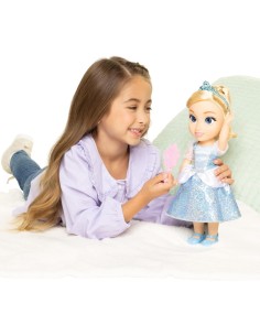 Bambola Disney Princess Cenerentola 38 cm, abiti iconici, dettagli glitterati, tiara scintillante, scarpette coordinate,