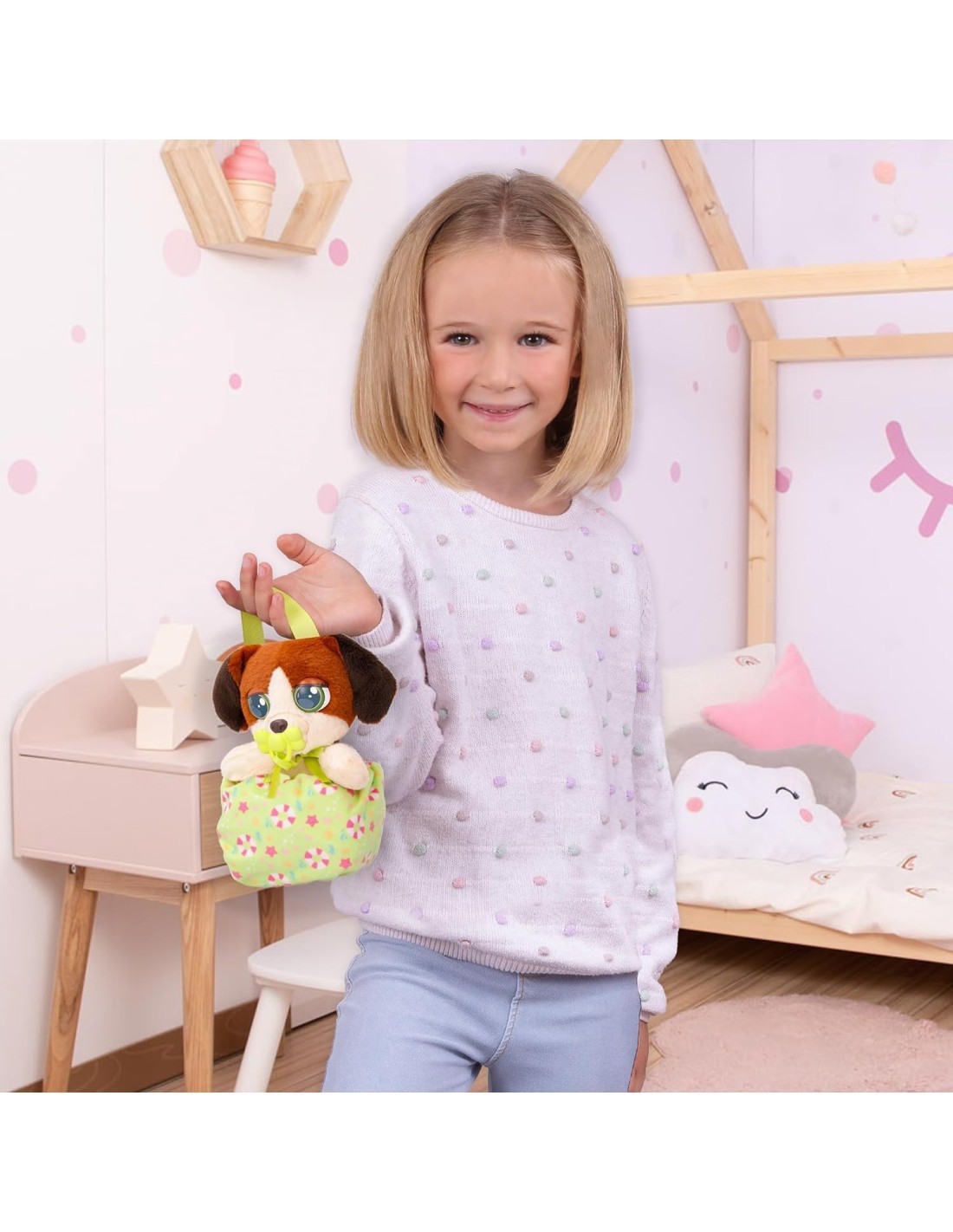 Baby Paws, mini cuccioli Beagle peluche interattivi, borsetta da portare, suoni realisti, giocattolo per bambini 3 anni+