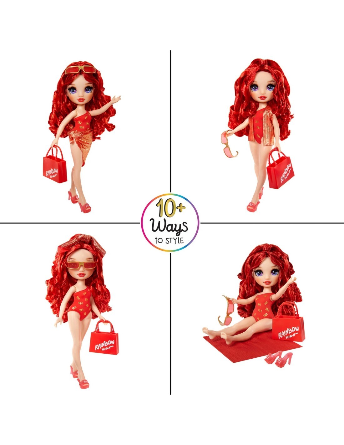 Rainbow High Swim & Style, Bambola 28 cm, Bambole Assortite, Costume da Bagno Rimovibile, Accessori Moda