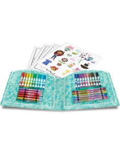 VALIGETTA CREATIVA GABBY’S DOLLHOUSE, 40 PEZZI, PENNARELLI, PASTELLI E ADESIVI, CRAYOLA