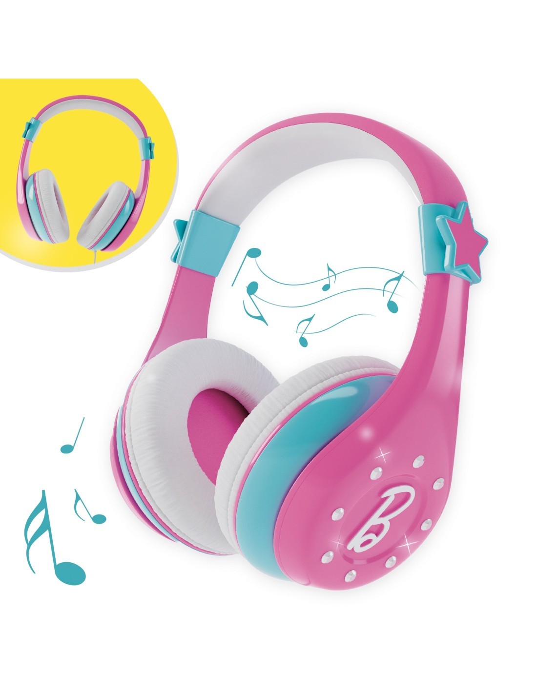 BARBIE CUFFIE BLUETOOTH, BARBIE FASHION, CUFFIE WIRELESS, BAMBINI, 25X20X8 CM