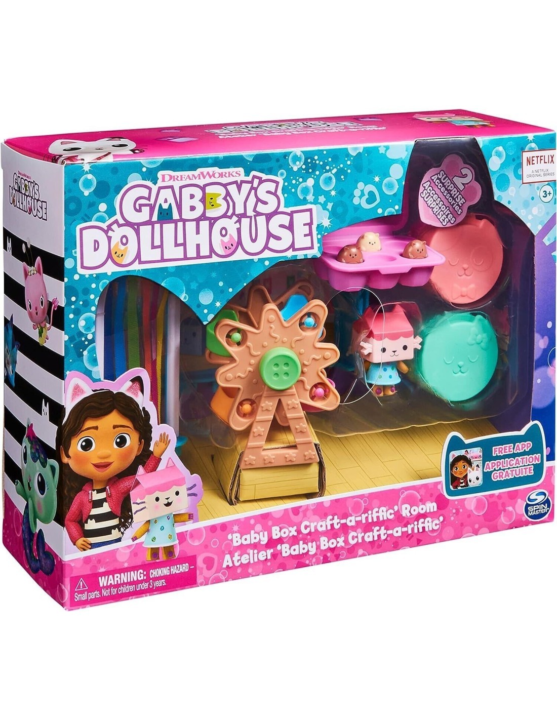 Gabby's Dollhouse, studio d'arte, personaggio Gatto Baby Scatola, Cricegatti saltellanti, scatole sorpresa, premio speciale