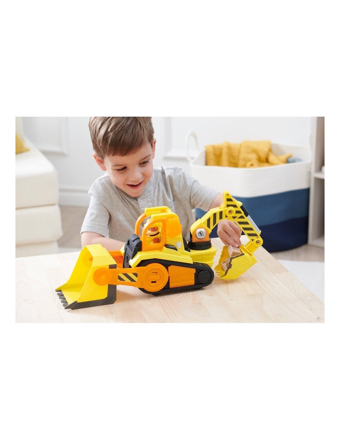 Rubble & Crew, Veicolo Deluxe Bulldozer di Rubble con Luci, Suoni e Personaggio, Giocattolo per Bambini 3+ Anni