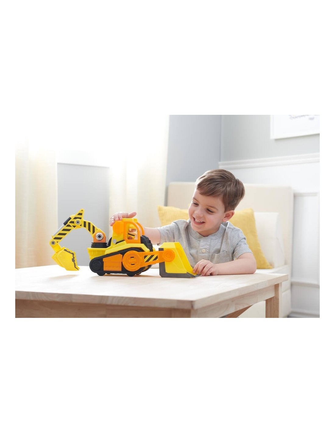 Rubble & Crew, Veicolo Deluxe Bulldozer di Rubble con Luci, Suoni e Personaggio, Giocattolo per Bambini 3+ Anni
