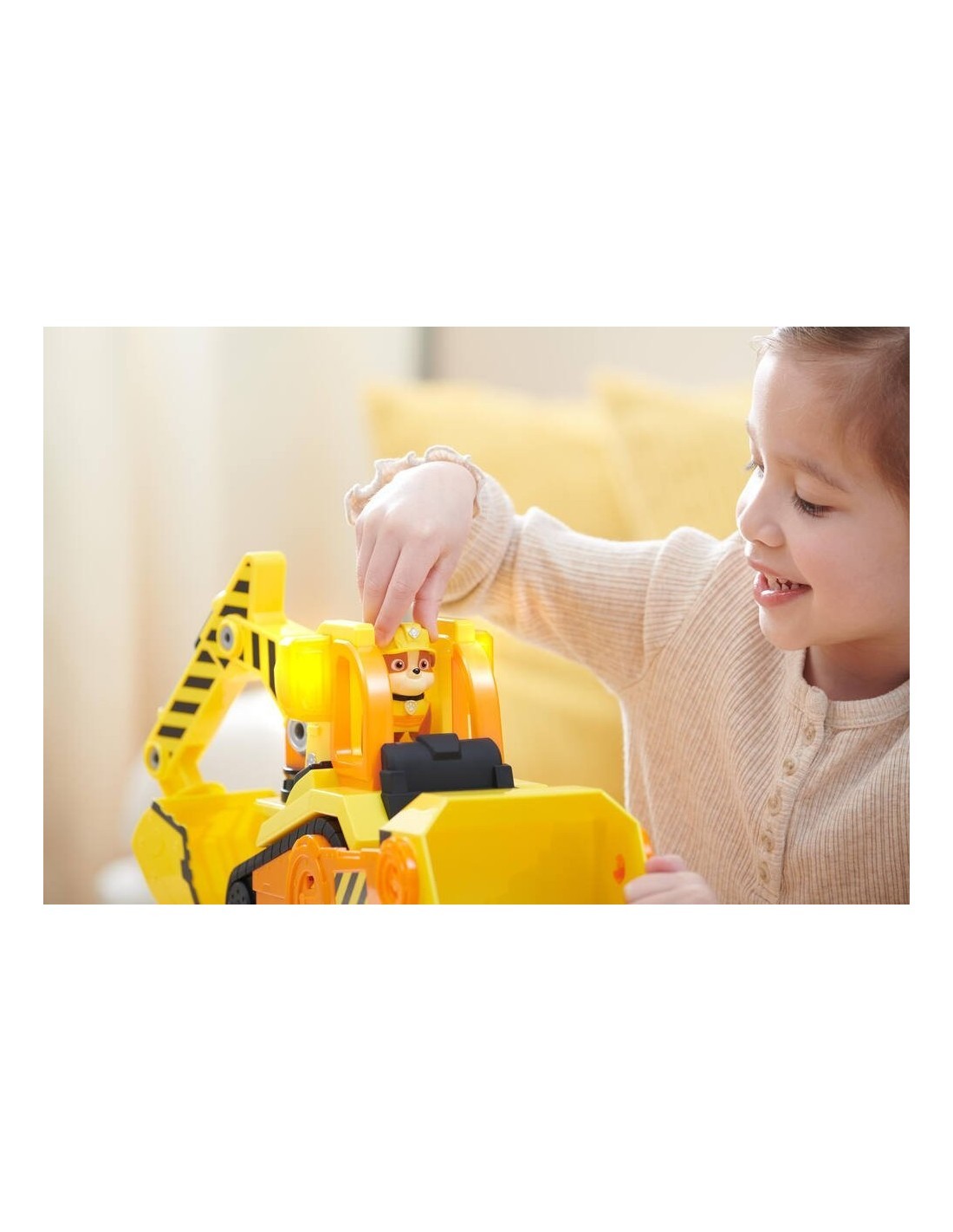 Rubble & Crew, Veicolo Deluxe Bulldozer di Rubble con Luci, Suoni e Personaggio, Giocattolo per Bambini 3+ Anni