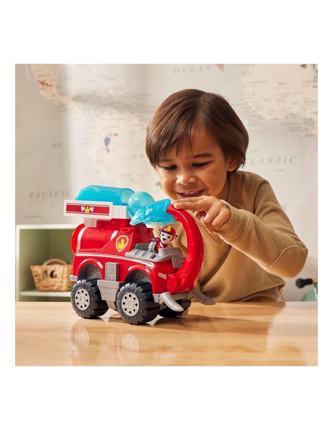 Paw Patrol Jungle Pups, Veicolo Elefante di Marshall, camion con lanciamissili, action figure Marshall, 3 anni+