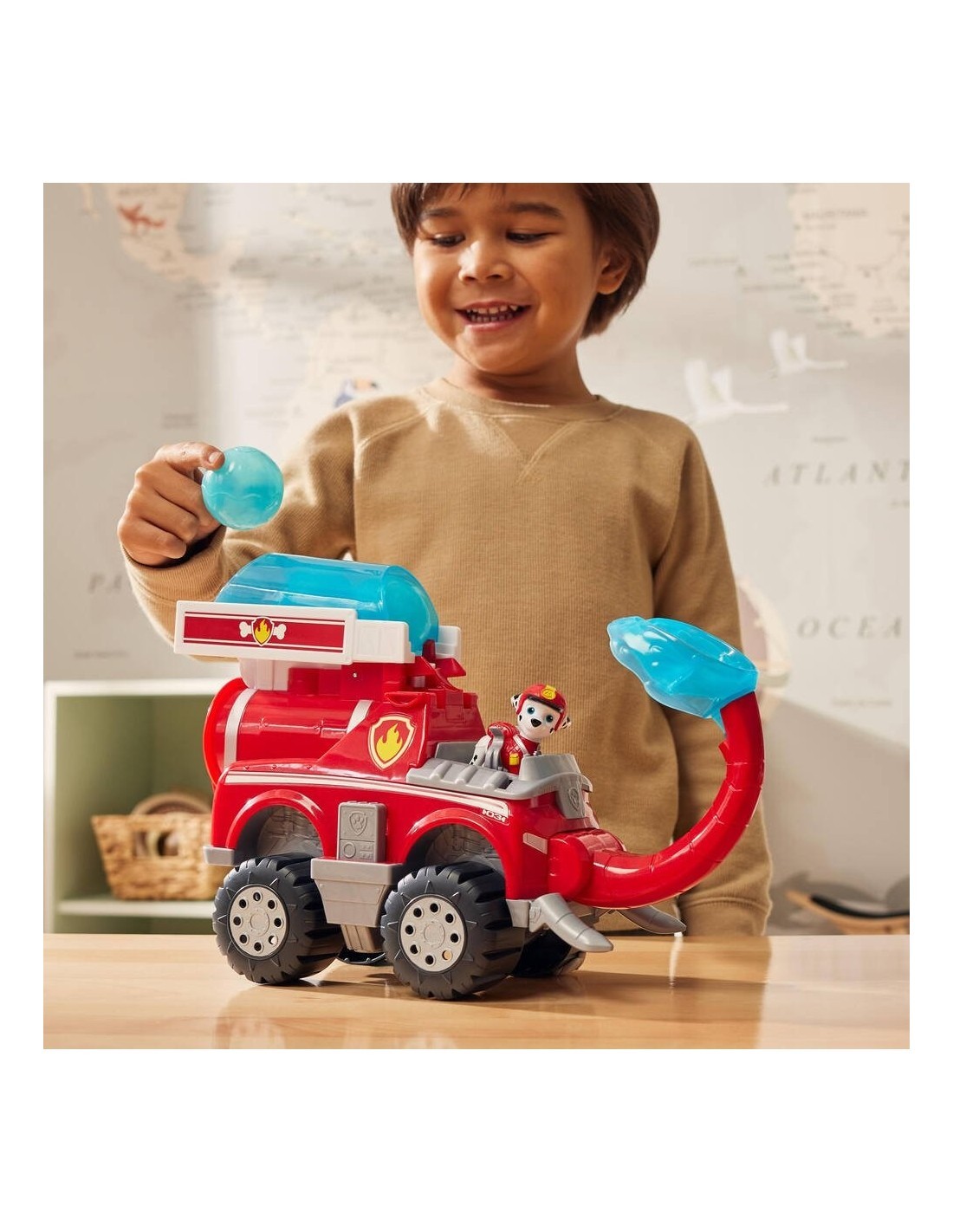 Paw Patrol Jungle Pups, Veicolo Elefante di Marshall, camion con lanciamissili, action figure Marshall, 3 anni+