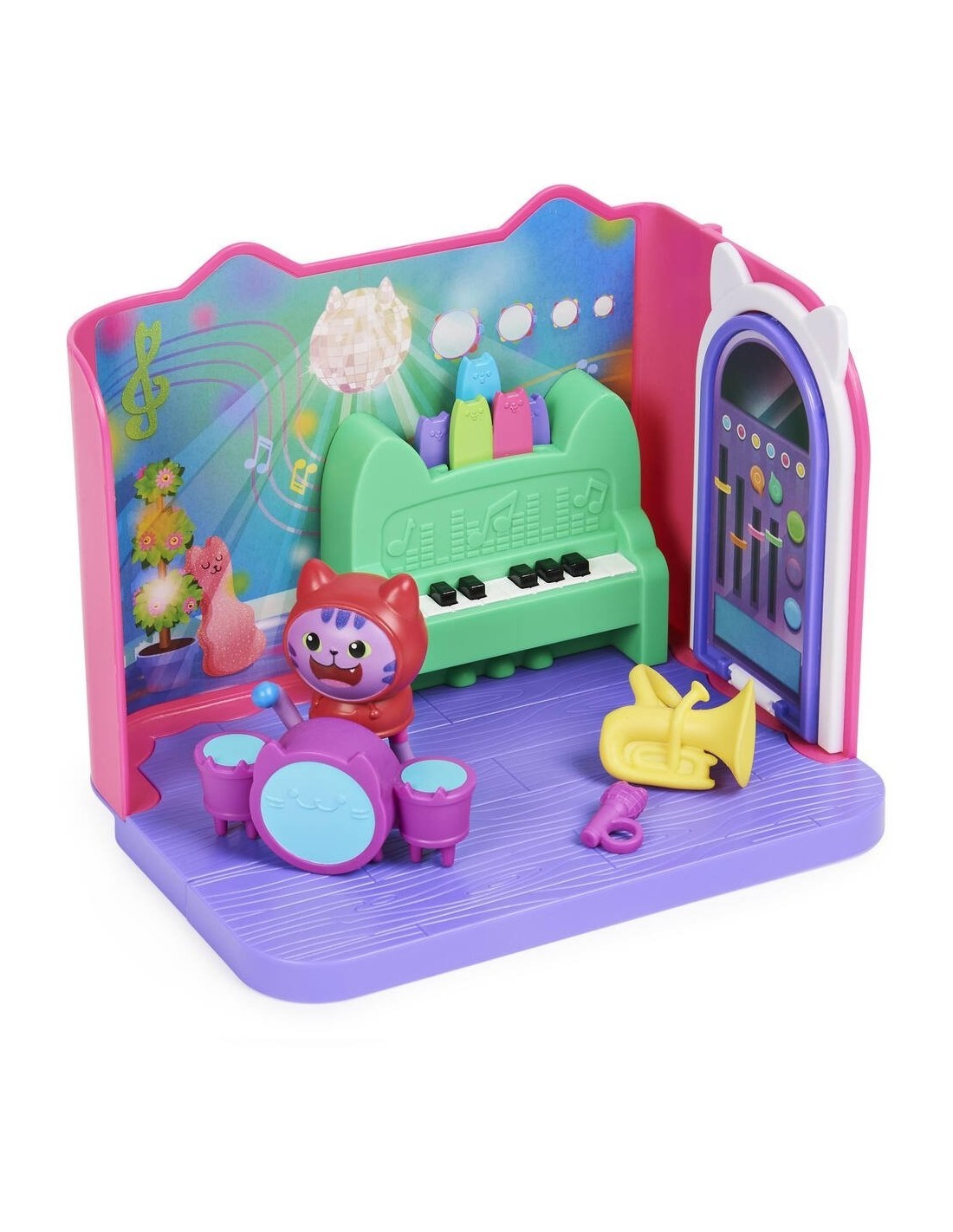 Gabby's Dollhouse Groovy Music Room, Personaggio Daniel James Catnip, 2 Accessori, 2 Mobili, 2 Scatole con Sorpresa