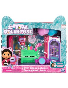 Gabby's Dollhouse Groovy Music Room, Personaggio Daniel James Catnip, 2 Accessori, 2 Mobili, 2 Scatole con Sorpresa