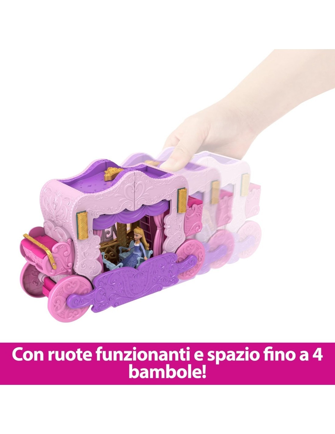 MATTEL DISNEY PRINCESS, CASTELLO CARROZZA, PLAYSET 2 IN 1, 3+ ANNI