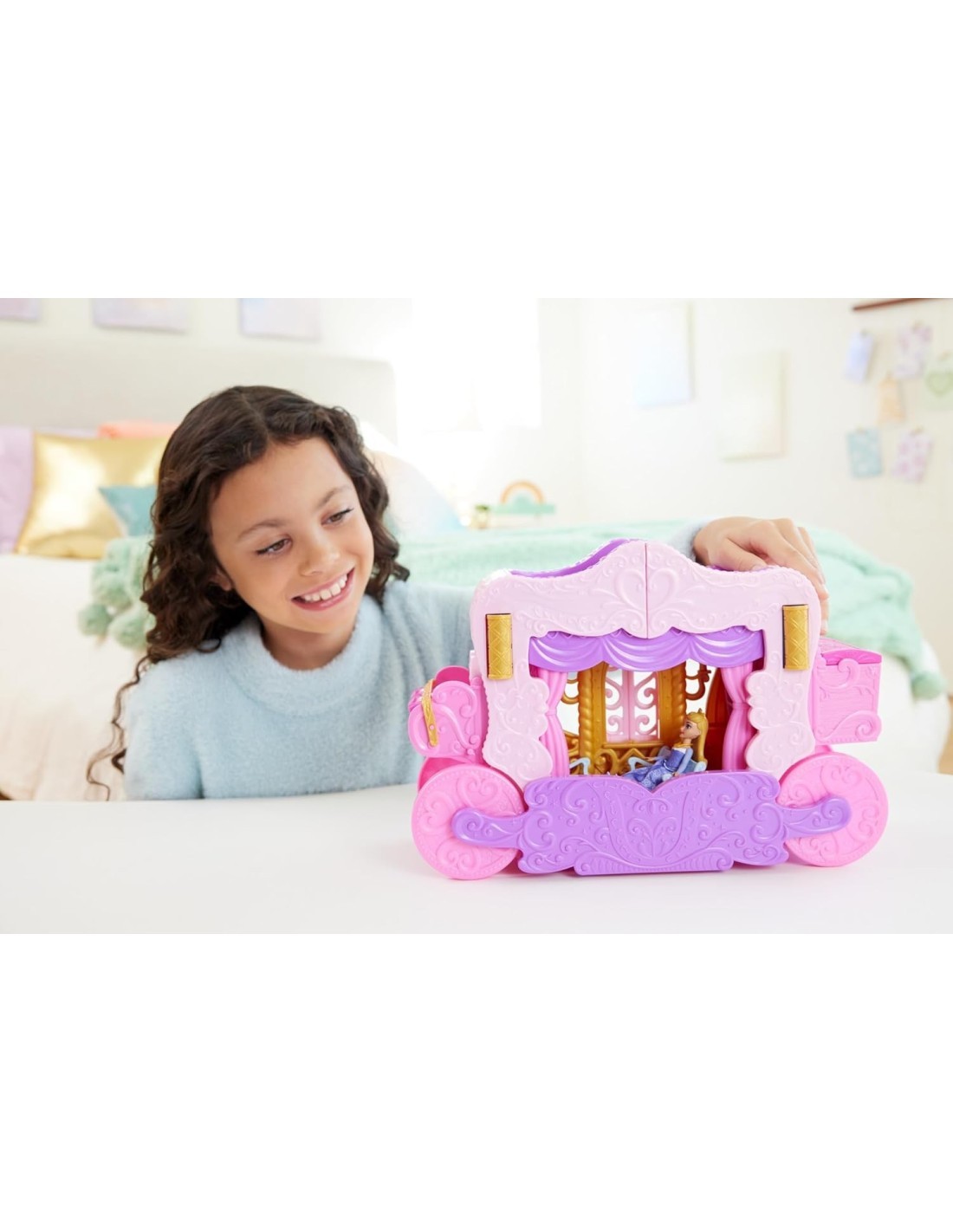 MATTEL DISNEY PRINCESS, CASTELLO CARROZZA, PLAYSET 2 IN 1, 3+ ANNI