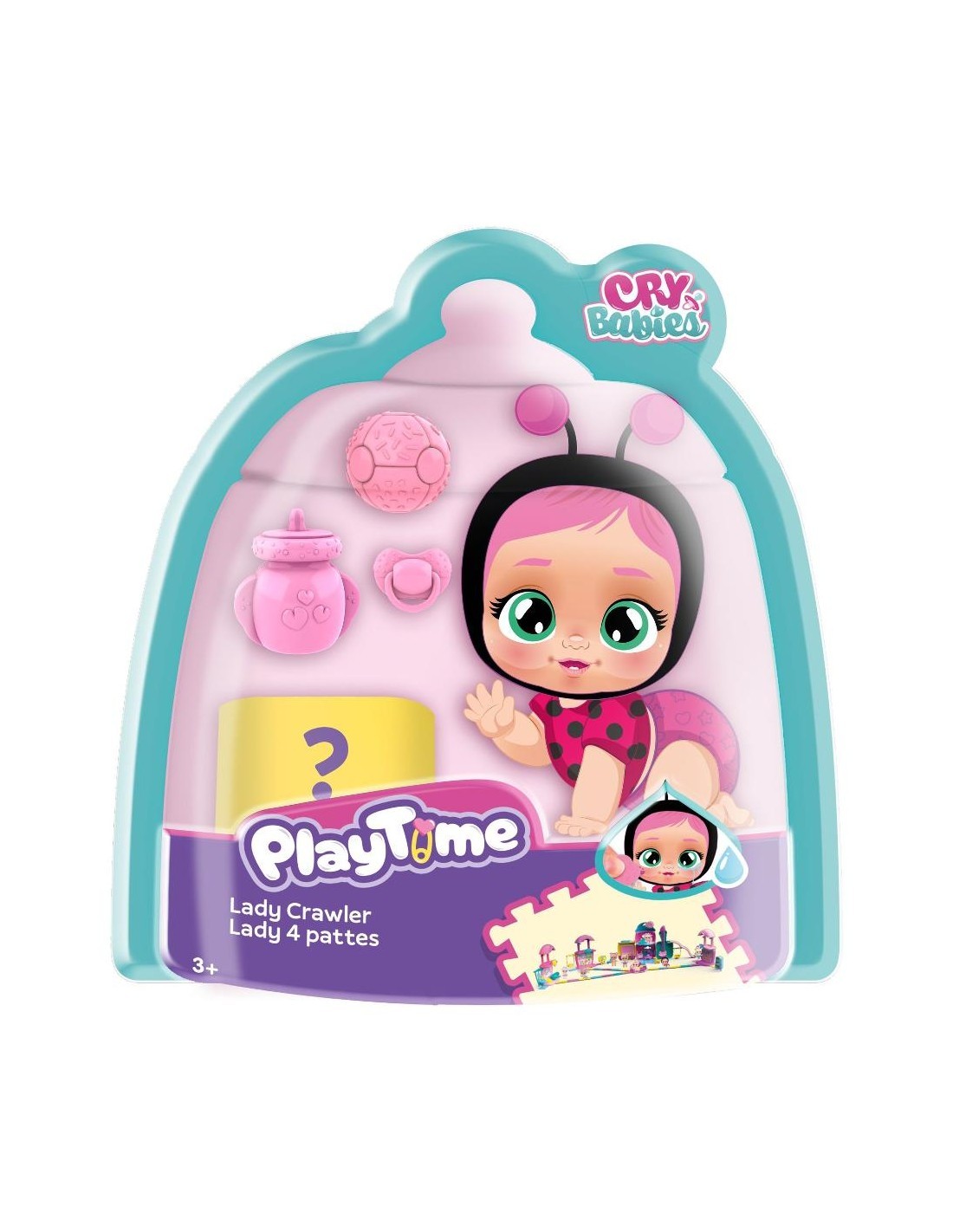 IMC Toys Bambola Bebé Tempo di Gioco 8,5 cm, Spingili e Strisciano, Multicolore, Modelli Assortiti