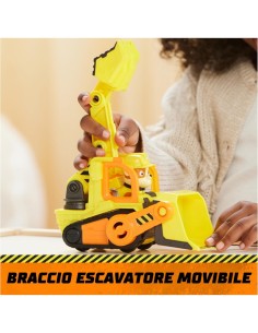 Rubble & Crew, veicolo da lavoro di Rubble, bulldozer giocattolo con parti mobili, personaggio Rubble incluso, 3 anni+