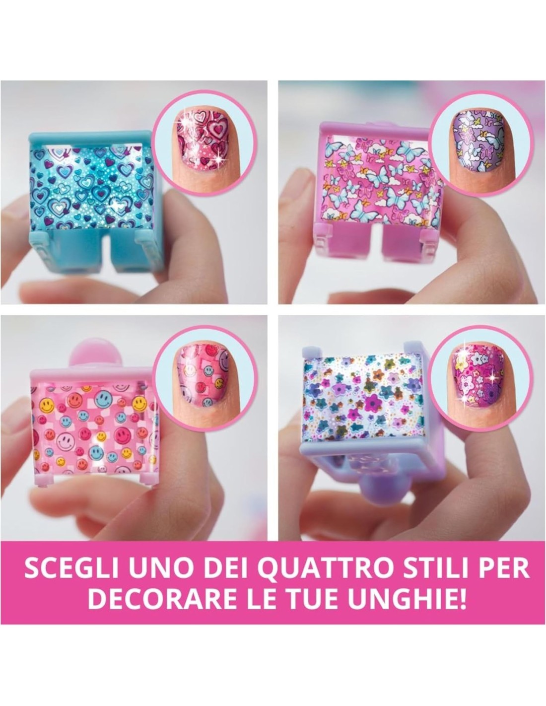 Cool Maker GO GLAM, Macchina Decora Unghie, Decora 200 Unghie con 4 Motivi, 2 Applicatori di Smalto e Maschera per Unghie, 7+