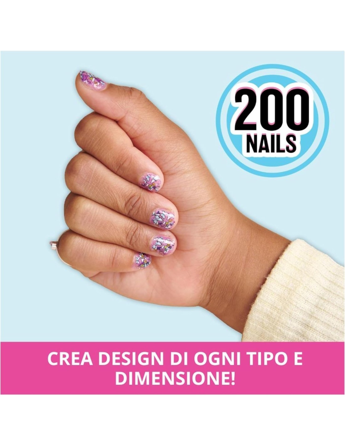 Cool Maker GO GLAM, Macchina Decora Unghie, Decora 200 Unghie con 4 Motivi, 2 Applicatori di Smalto e Maschera per Unghie, 7+