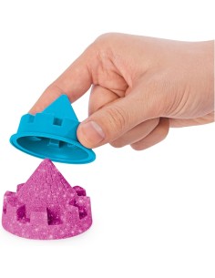 Kinetic Sand, sabbia cinetica rosa, glitterata, castello di sabbia, giocattoli per bambini, accessori inclusi