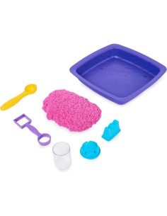 Kinetic Sand, sabbia cinetica rosa, glitterata, castello di sabbia, giocattoli per bambini, accessori inclusi