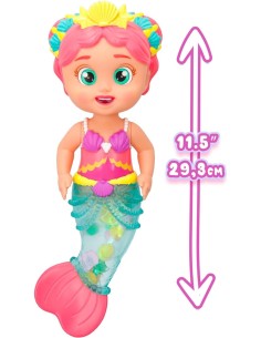 Bloopies Shimmer Mermaids, bambole sirene assortite, ciondoli scintillanti, spruzzano acqua, giocattolo per bambini 18 mesi+