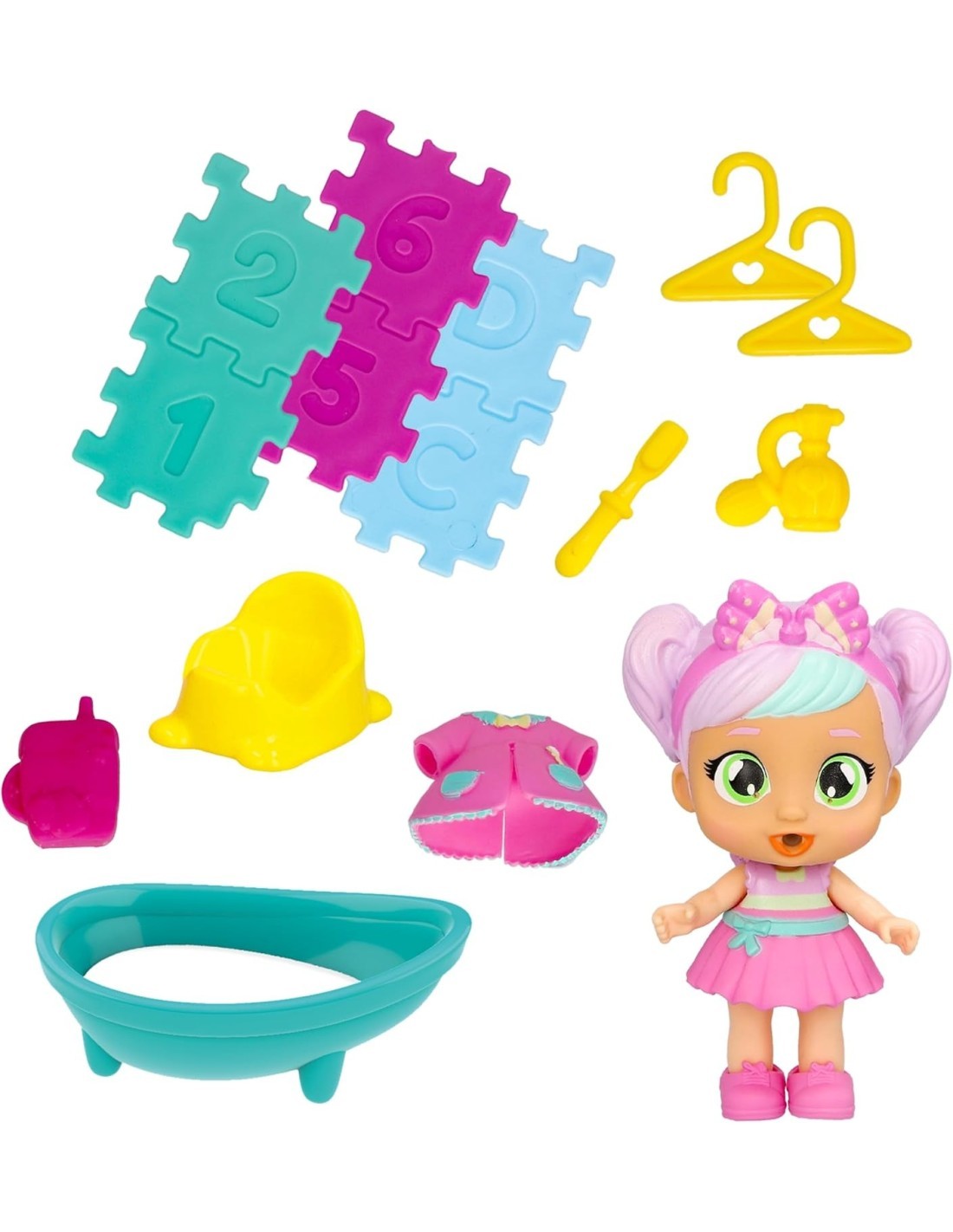 Playtime Cry Babies il Bagno di Bella, Bambola con Mini Playset e 14+ Accessori, Giocattolo per Bambini dai 4 ai 6 Anni