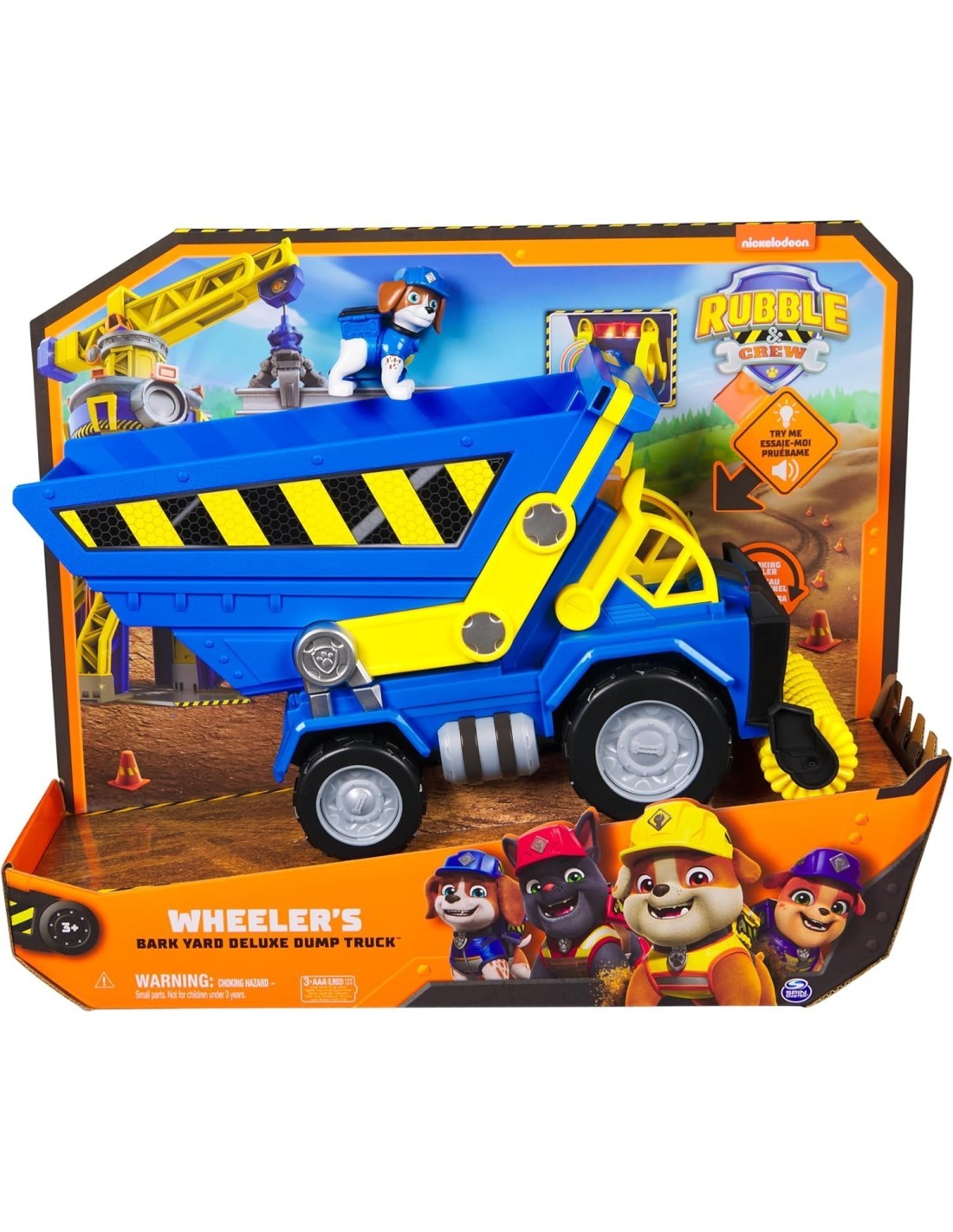 Rubble & Crew, Veicolo Deluxe di Wheeler, Camion Ribaltabile con Luci, Suoni e Personaggio, 3 Anni+