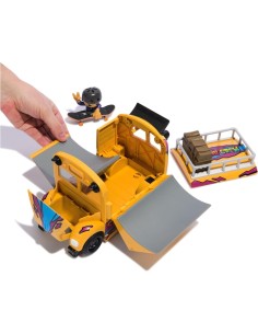 Tech Deck Sk8 Crew, Autobus Trasformabile 2in1 Sk8 con Fingerboard e Personaggio, Mini Skateboard da Collezione, 5 Anni in Su