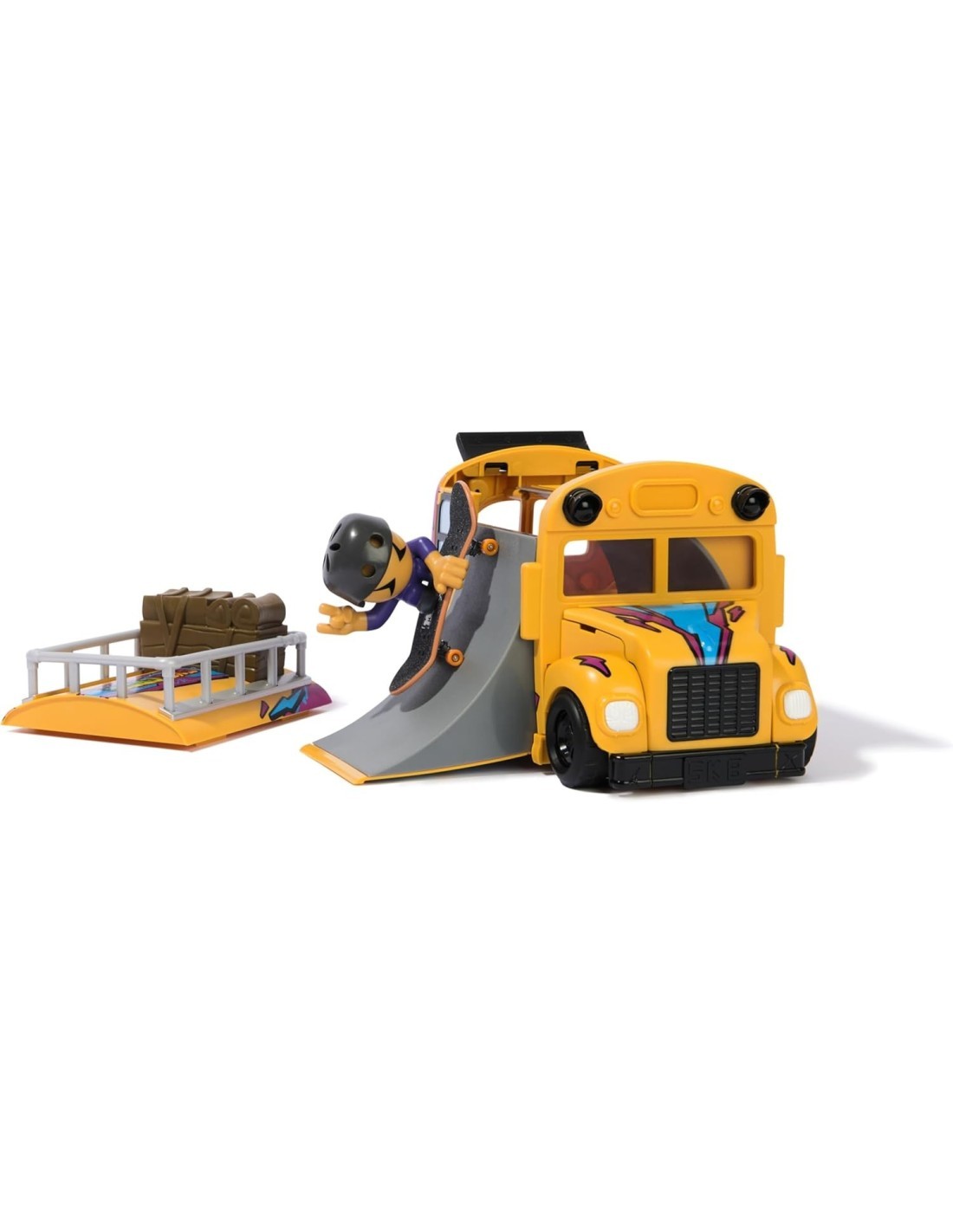 Tech Deck Sk8 Crew, Autobus Trasformabile 2in1 Sk8 con Fingerboard e Personaggio, Mini Skateboard da Collezione, 5 Anni in Su