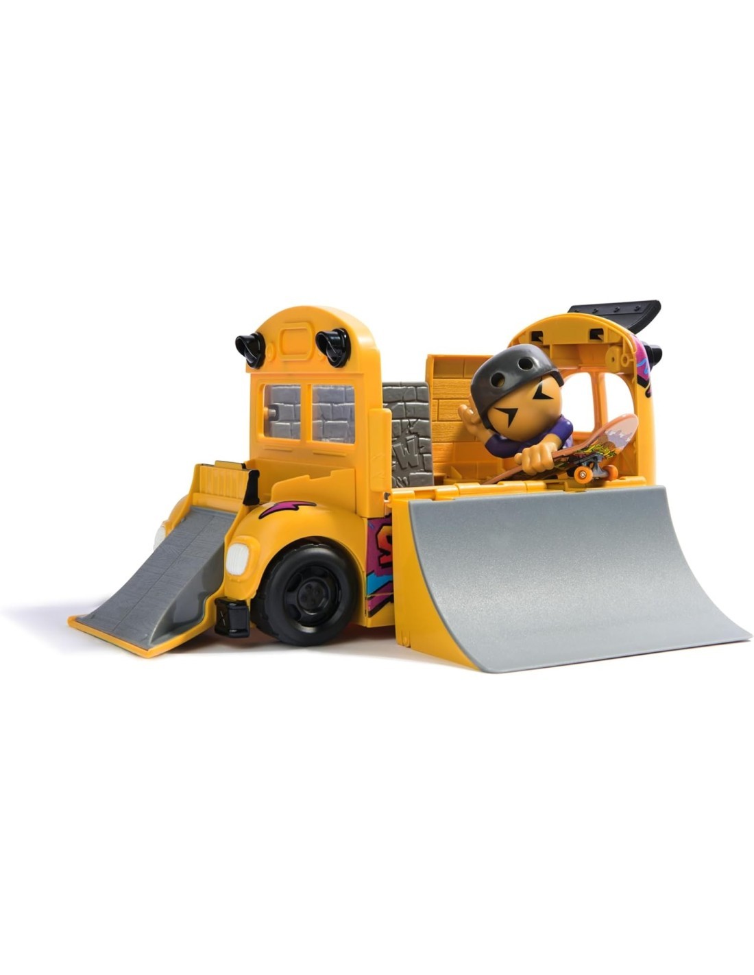 Tech Deck Sk8 Crew, Autobus Trasformabile 2in1 Sk8 con Fingerboard e Personaggio, Mini Skateboard da Collezione, 5 Anni in Su