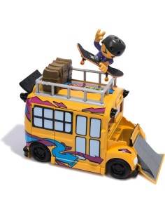 Tech Deck Sk8 Crew, Autobus Trasformabile 2in1 Sk8 con Fingerboard e Personaggio, Mini Skateboard da Collezione, 5 Anni in Su