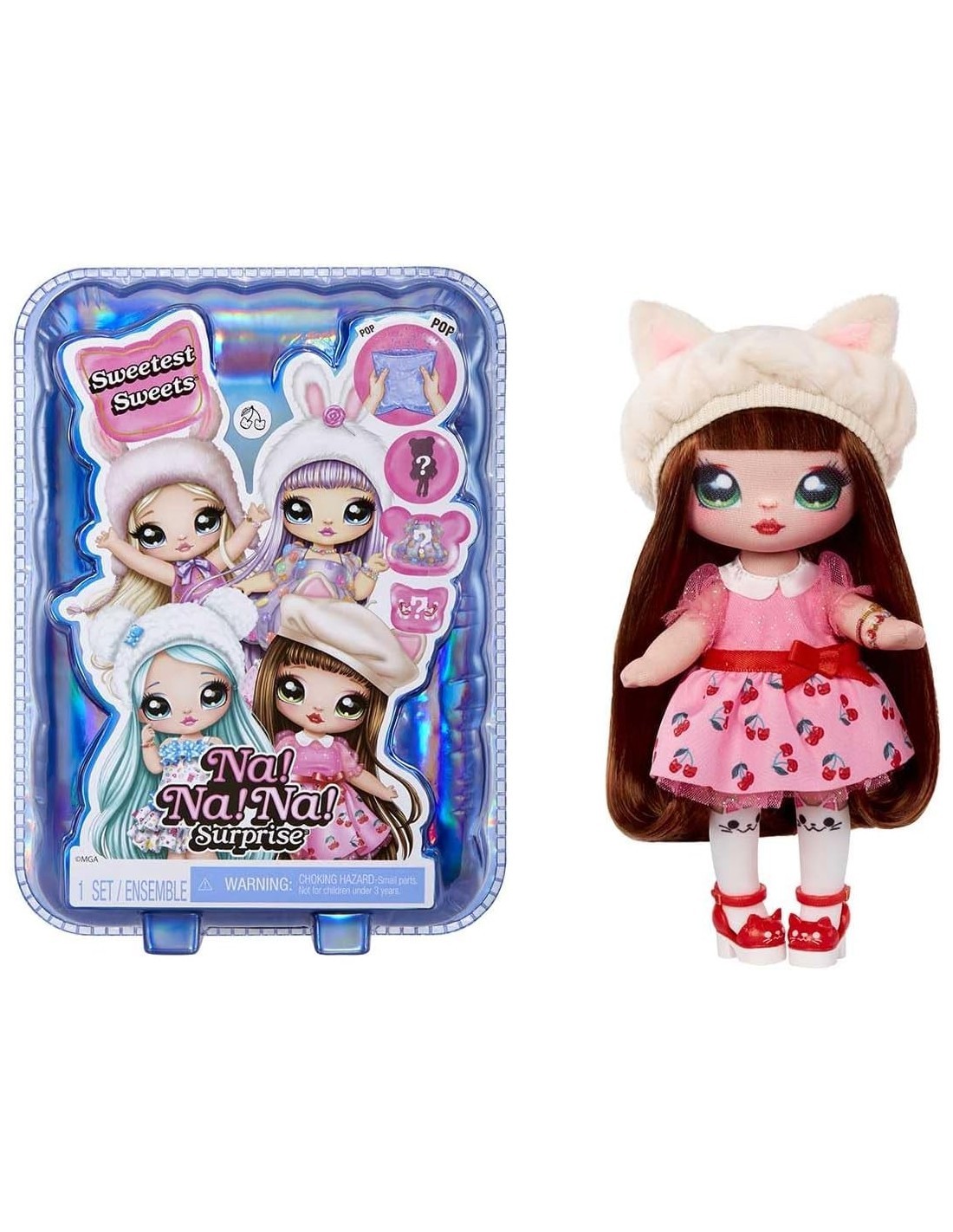 Na! Na! Na! Surprise Sweetest Sweets - Katie Kitten, Bambola Fashion Morbida da 19 cm, Snodata, Accessori, Confezione misteriosa